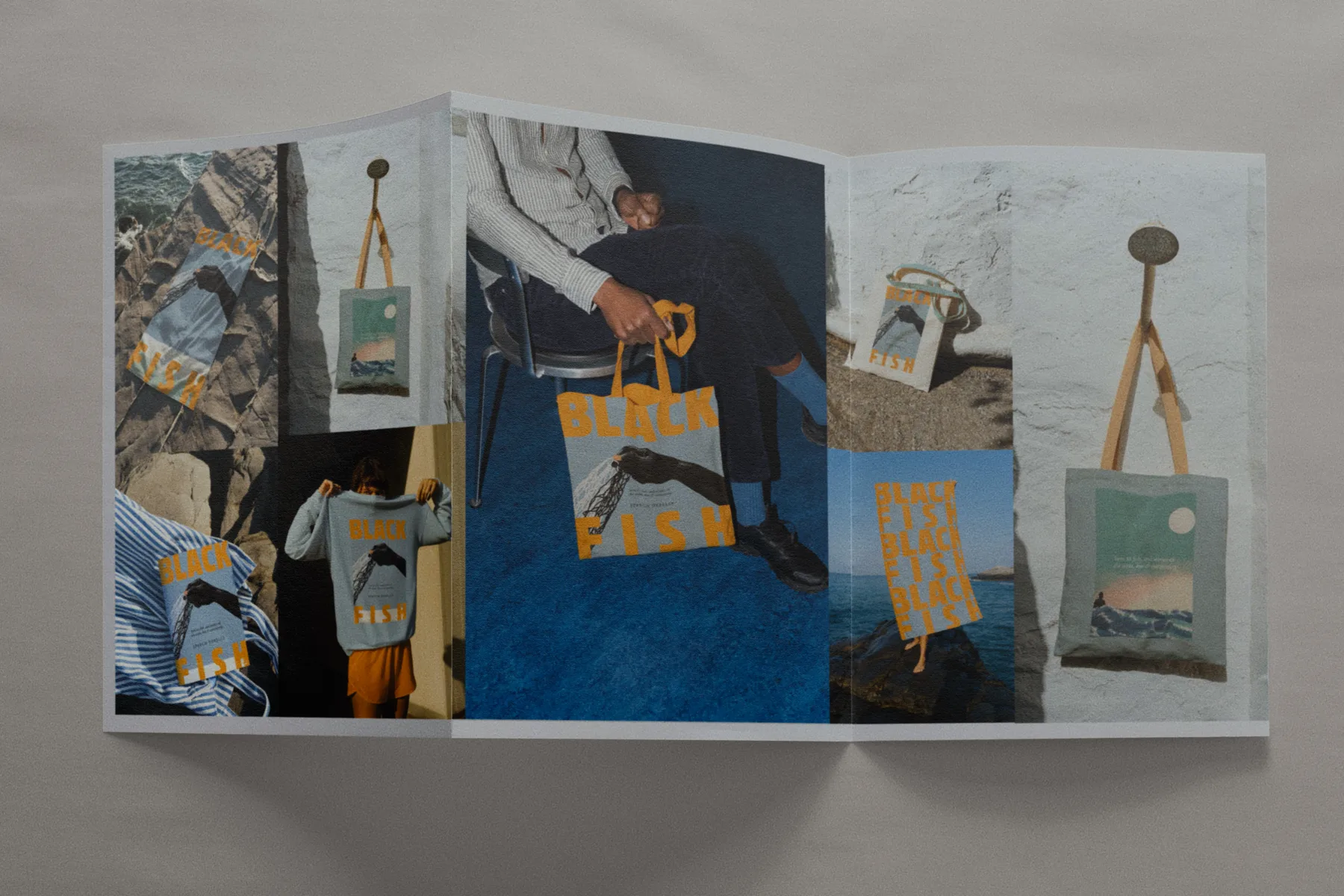 Open Black Fish print spread showing photography and layouts.