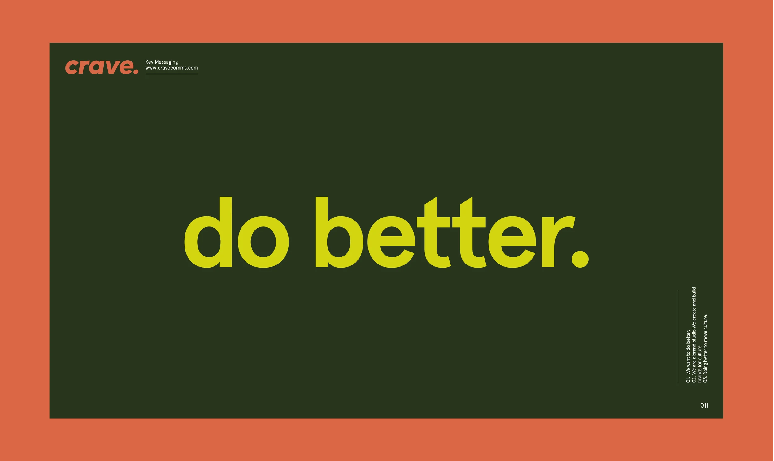 Crave brand presentation with bold do better typography.