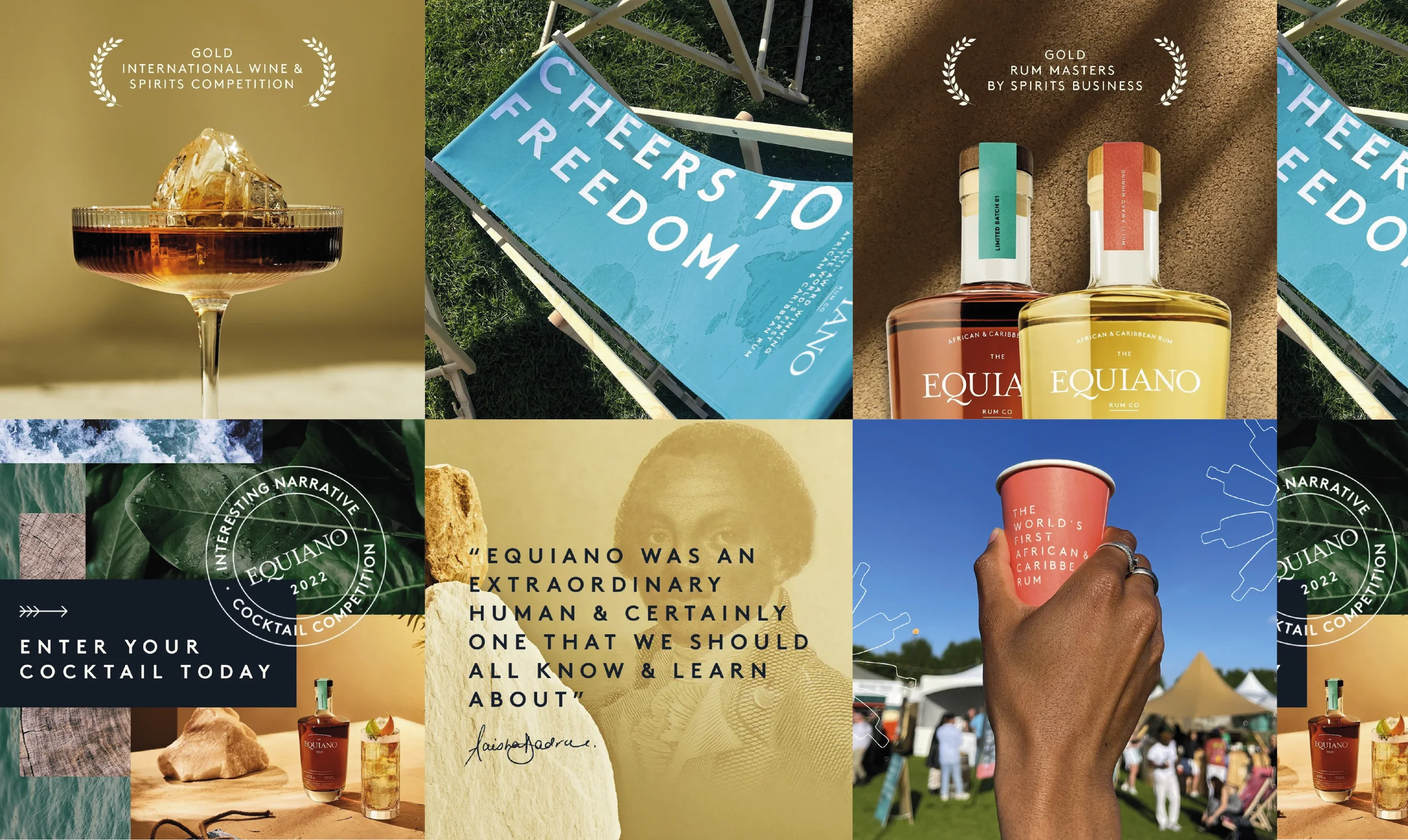Equiano Rum Co-Lab campaign with cocktail and creative collaborator photography.
