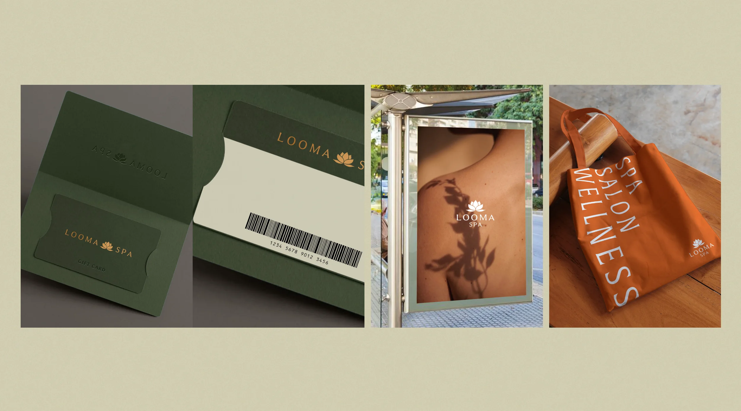 Looma Spa gift cards, outdoor advertising and branded tote bag.
