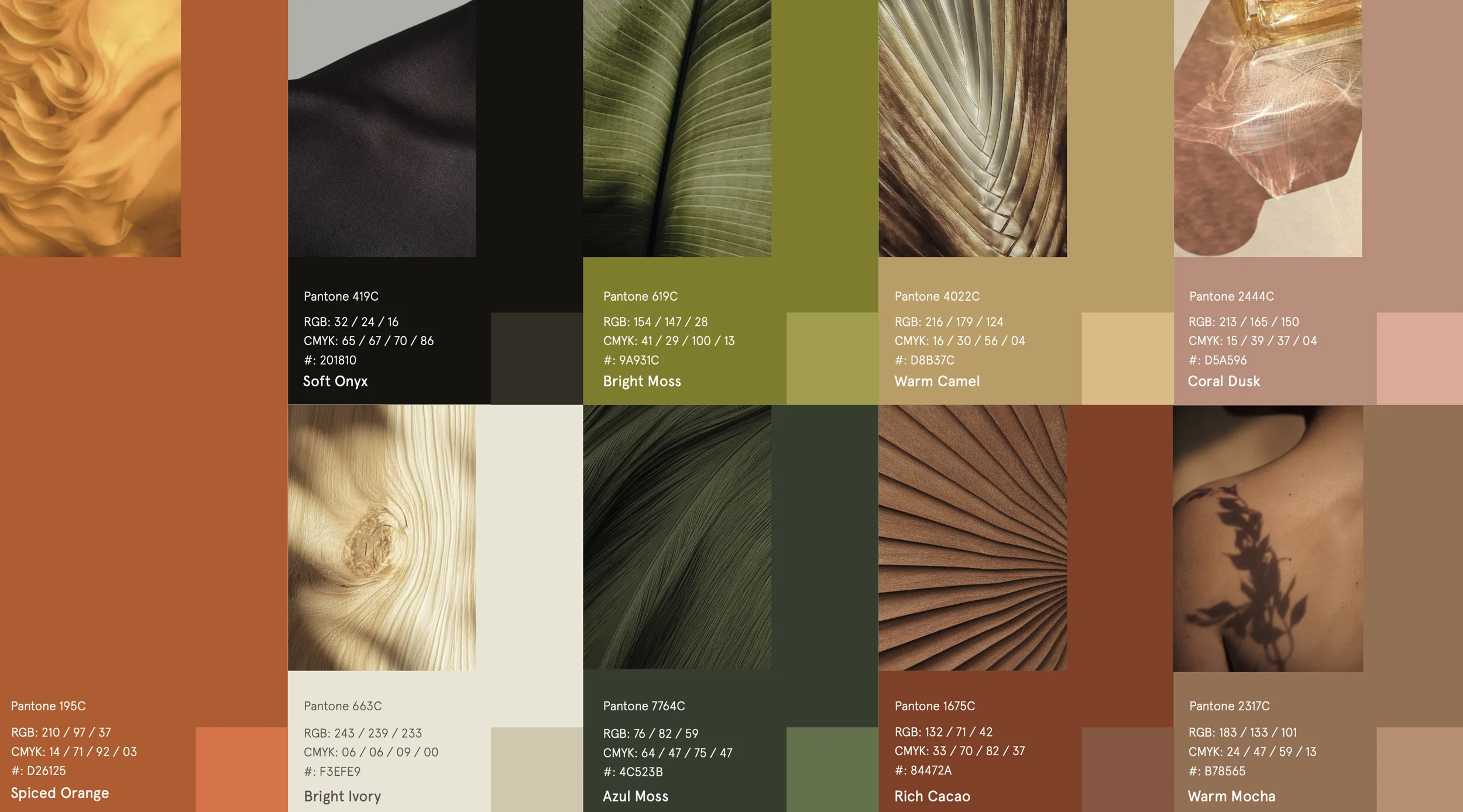 Looma Spa brand colour palette and material references.